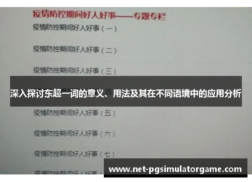 深入探讨东超一词的意义、用法及其在不同语境中的应用分析